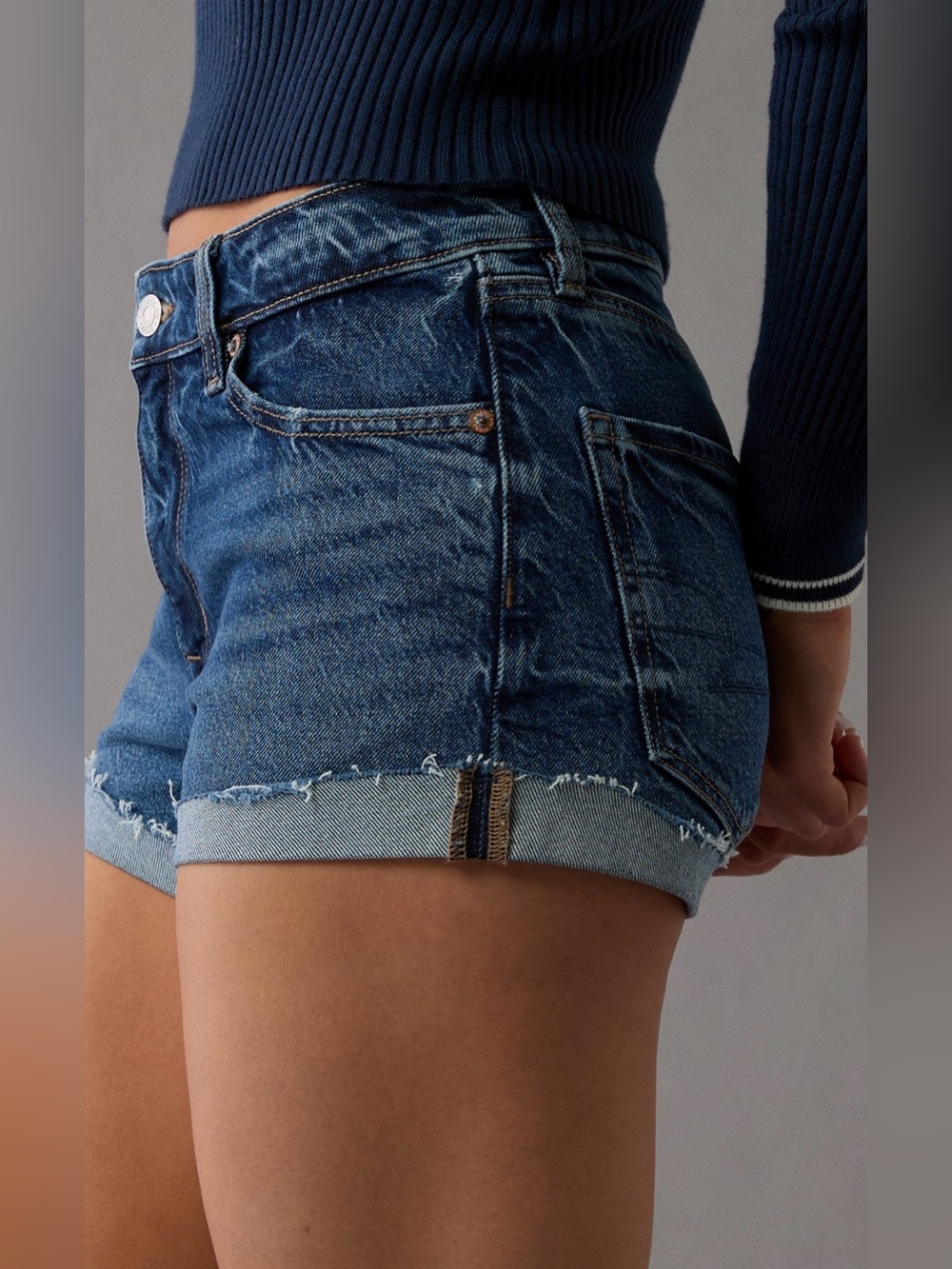 American Eagle Stretch High Rise Shortie Cutoff Jean Shorts, EUC, Size 4
